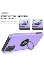 Newface Samsung Galaxy A02S Kılıf Elit Yüzüklü Kapak - Mor - Görsel 3