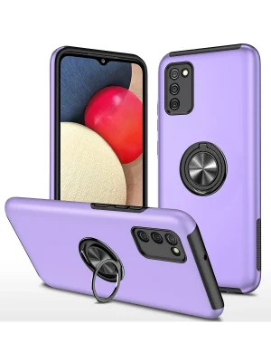 Newface Samsung Galaxy A02S Kılıf Elit Yüzüklü Kapak - Mor