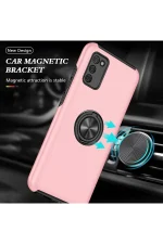 Newface Samsung Galaxy A02S Kılıf Elit Yüzüklü Kapak - Pembe - Görsel 5