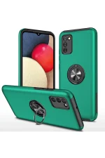 Newface Samsung Galaxy A02S Kılıf Elit Yüzüklü Kapak - Yeşil