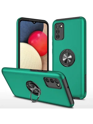 Newface Samsung Galaxy A02S Kılıf Elit Yüzüklü Kapak - Yeşil