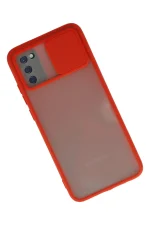 Newface Samsung Galaxy A02S Kılıf Palm Buzlu Kamera Sürgülü Silikon - Kırmızı - Görsel 2