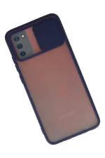 Newface Samsung Galaxy A02S Kılıf Palm Buzlu Kamera Sürgülü Silikon - Lacivert - Görsel 2