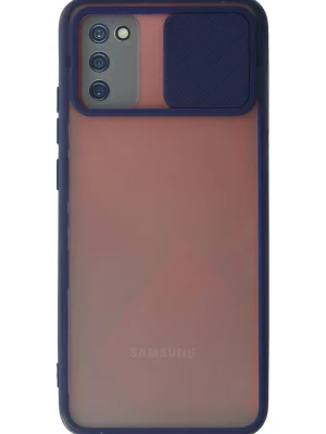 Newface Samsung Galaxy A02S Kılıf Palm Buzlu Kamera Sürgülü Silikon - Lacivert