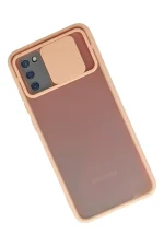 Newface Samsung Galaxy A02S Kılıf Palm Buzlu Kamera Sürgülü Silikon - Pembe - Görsel 2