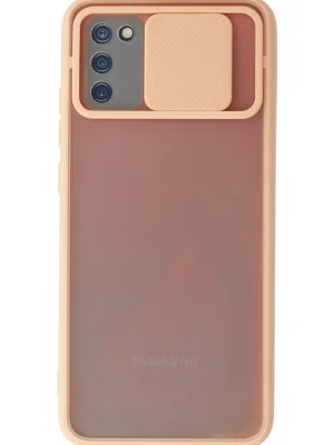 Newface Samsung Galaxy A02S Kılıf Palm Buzlu Kamera Sürgülü Silikon - Pembe