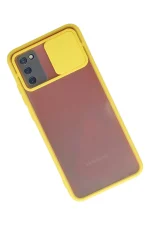 Newface Samsung Galaxy A02S Kılıf Palm Buzlu Kamera Sürgülü Silikon - Sarı - Görsel 2