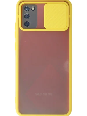 Newface Samsung Galaxy A02S Kılıf Palm Buzlu Kamera Sürgülü Silikon - Sarı