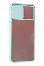 Newface Samsung Galaxy A02S Kılıf Palm Buzlu Kamera Sürgülü Silikon - Turkuaz - Görsel 3