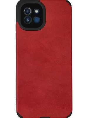 Newface Samsung Galaxy A03 Kılıf Loop Deri Silikon - Kırmızı