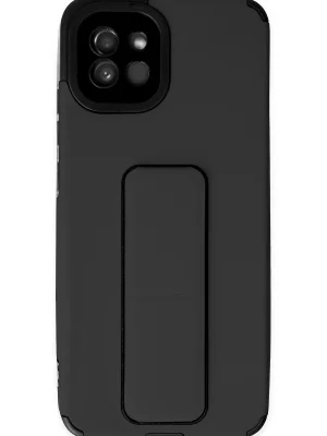 Newface Samsung Galaxy A03 Kılıf Mega Standlı Silikon - Siyah