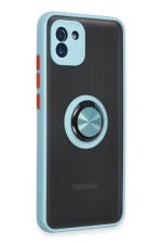 Newface Samsung Galaxy A03 Kılıf Montreal Yüzüklü Silikon Kapak - Buz Mavi - Görsel 2