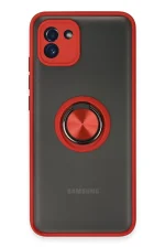 Newface Samsung Galaxy A03 Kılıf Montreal Yüzüklü Silikon Kapak - Kırmızı