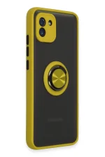 Newface Samsung Galaxy A03 Kılıf Montreal Yüzüklü Silikon Kapak - Sarı - Görsel 2