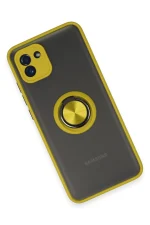Newface Samsung Galaxy A03 Kılıf Montreal Yüzüklü Silikon Kapak - Sarı - Görsel 3