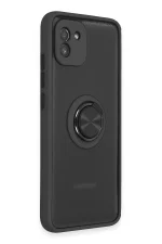 Newface Samsung Galaxy A03 Kılıf Montreal Yüzüklü Silikon Kapak - Siyah - Görsel 2