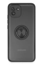 Newface Samsung Galaxy A03 Kılıf Montreal Yüzüklü Silikon Kapak - Siyah