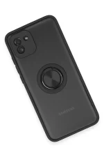 Newface Samsung Galaxy A03 Kılıf Montreal Yüzüklü Silikon Kapak - Siyah - Görsel 3