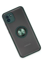 Newface Samsung Galaxy A03 Kılıf Montreal Yüzüklü Silikon Kapak - Yeşil - Görsel 3