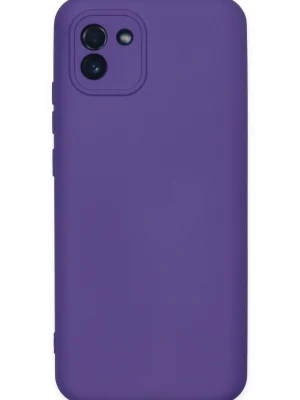 Newface Samsung Galaxy A03 Kılıf Nano içi Kadife Silikon - Mor