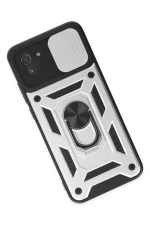 Newface Samsung Galaxy A03 Kılıf Pars Lens Yüzüklü Silikon - Gümüş - Görsel 3