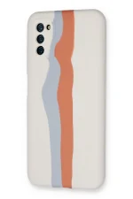 Newface Samsung Galaxy A03S Kılıf Ebruli Lansman Silikon - Beyaz-Turuncu - Görsel 3