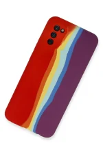 Newface Samsung Galaxy A03S Kılıf Ebruli Lansman Silikon - Kırmızı-Mor - Görsel 2