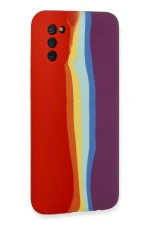 Newface Samsung Galaxy A03S Kılıf Ebruli Lansman Silikon - Kırmızı-Mor - Görsel 3