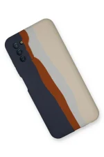 Newface Samsung Galaxy A03S Kılıf Ebruli Lansman Silikon - Lacivert-Krem - Görsel 2