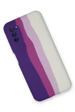 Newface Samsung Galaxy A03S Kılıf Ebruli Lansman Silikon - Mor-Beyaz - Görsel 2