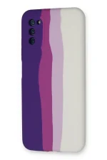 Newface Samsung Galaxy A03S Kılıf Ebruli Lansman Silikon - Mor-Beyaz - Görsel 3