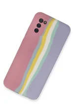 Newface Samsung Galaxy A03S Kılıf Ebruli Lansman Silikon - Pembe-Lila - Görsel 2