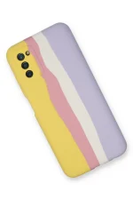 Newface Samsung Galaxy A03S Kılıf Ebruli Lansman Silikon - Sarı-Mavi - Görsel 2