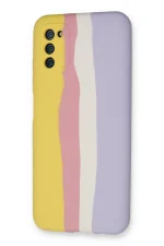 Newface Samsung Galaxy A03S Kılıf Ebruli Lansman Silikon - Sarı-Mavi - Görsel 3