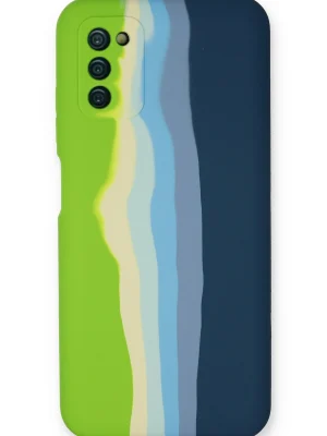 Newface Samsung Galaxy A03S Kılıf Ebruli Lansman Silikon - Yeşil-Koyu Yeşil