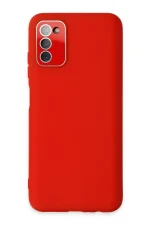 Newface Samsung Galaxy A03S Kılıf Lansman Glass Kapak - Kırmızı
