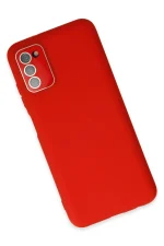 Newface Samsung Galaxy A03S Kılıf Lansman Glass Kapak - Kırmızı - Görsel 3