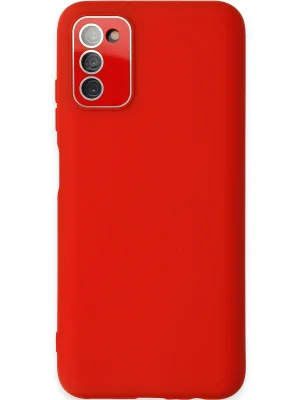 Newface Samsung Galaxy A03S Kılıf Lansman Glass Kapak - Kırmızı
