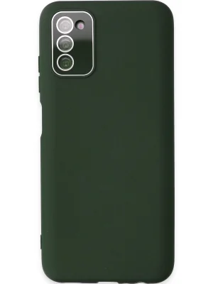 Newface Samsung Galaxy A03S Kılıf Lansman Glass Kapak - Koyu Yeşil
