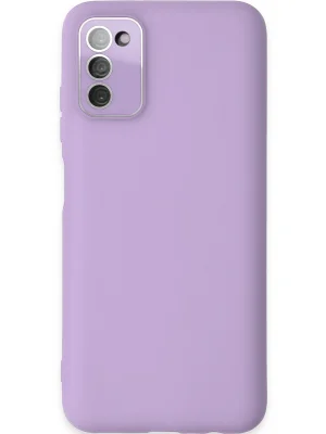 Newface Samsung Galaxy A03S Kılıf Lansman Glass Kapak - Lila