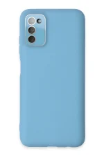Newface Samsung Galaxy A03S Kılıf Lansman Glass Kapak - Mavi