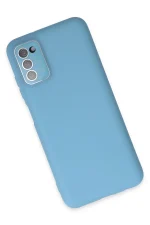 Newface Samsung Galaxy A03S Kılıf Lansman Glass Kapak - Mavi - Görsel 3