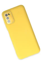 Newface Samsung Galaxy A03S Kılıf Lansman Glass Kapak - Sarı - Görsel 3