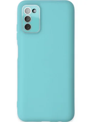 Newface Samsung Galaxy A03S Kılıf Lansman Glass Kapak - Turkuaz