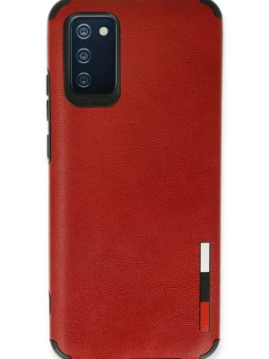 Newface Samsung Galaxy A03S Kılıf Loop Deri Silikon - Kırmızı