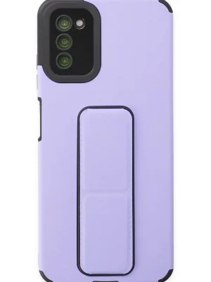 Newface Samsung Galaxy A03S Kılıf Mega Standlı Silikon - Lila