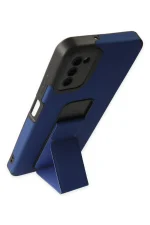 Newface Samsung Galaxy A03S Kılıf Mega Standlı Silikon - Mavi - Görsel 3