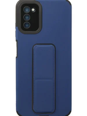 Newface Samsung Galaxy A03S Kılıf Mega Standlı Silikon - Mavi
