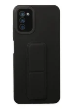 Newface Samsung Galaxy A03S Kılıf Mega Standlı Silikon - Siyah