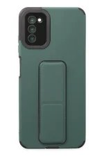 Newface Samsung Galaxy A03S Kılıf Mega Standlı Silikon - Yeşil